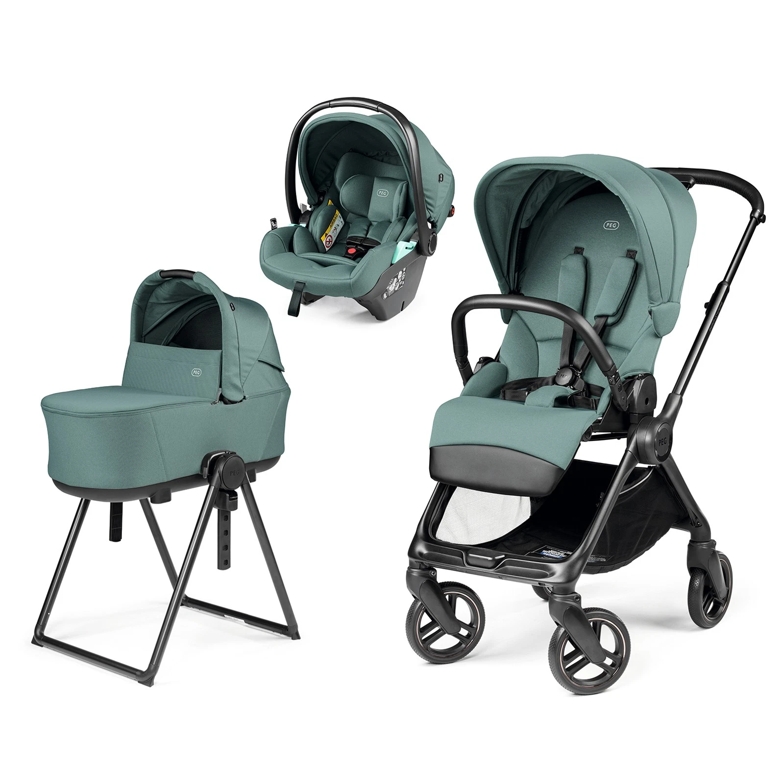 Peg Perego 3 in 1 Switch + Flex Crib + First Trip Lounge JADE