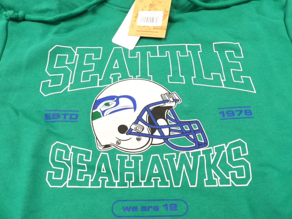 MITCHELL & NESS NFL SEATTLE SEAHAWKS GREEN HOODED SWEATSHIRT SIZE XL $70 - Image 2 of 4