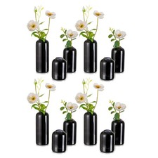 Hewory 12PCS Black Small Glass Vases for Flowers