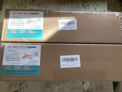 Lot Of 2 Balsa Wood Airplane 11.2  Length New Sealed