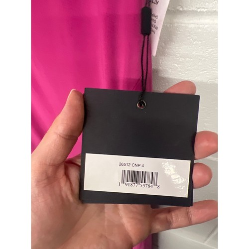 Robe longue neuve avec étiquette Mac Duggal taille 4 rose bonbon jersey une épaule dos drapé - Photo 6 sur 9