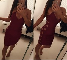 Celeb Boutique Berry Red Burgundy Bandage Dress Size Small