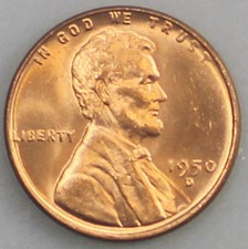 1950-d Lincoln Wheat Penny Cent Red Bu Uncirculated Free Usa Shipping