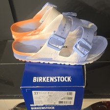 Birkenstock Arizona EVA Marbled Blue/White/Orange Double Buckle Slide Sandal 37