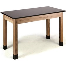 Pemberly Row 24x48" Modern Ash Wood Science Lab Table with Phenolic Top in Black
