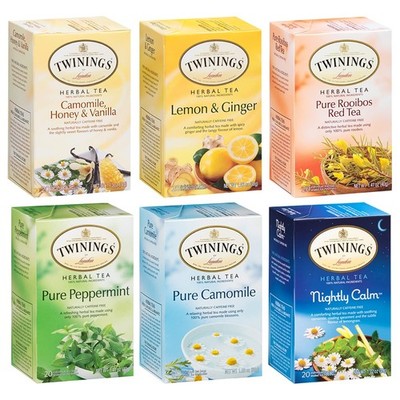 Twinings Herbal Tea Bags Variety 6-Pack   Naturally Caffeine-Free Teas Pepper...
