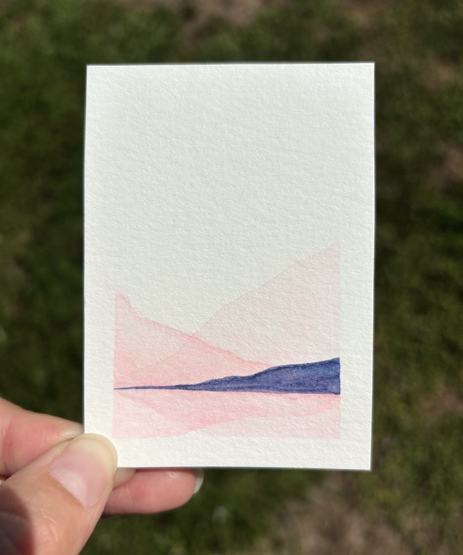 “Pink Serenity” ACEO Watercolor landscape painting Original One Of A Kind