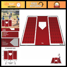Baseball Softball Hitting Mat - Batting Stance Practice, Home Plate Alignment, 6