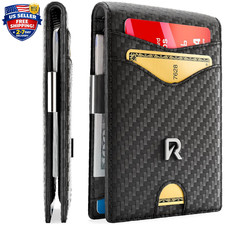 Billetera Hombre Carteras De Cuero Men Minimalista Delgadas Bloqueo Rfid Para-US