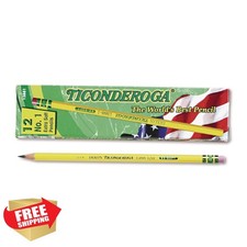 Ticonderoga Wood-Cased Pencils, 1 B Extra Soft, Yellow, 12 Count