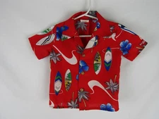 Toddler Rodeo Drive Button Up Shirt-Hawaiian Style-Red-Size 2T-USA Made-EUC