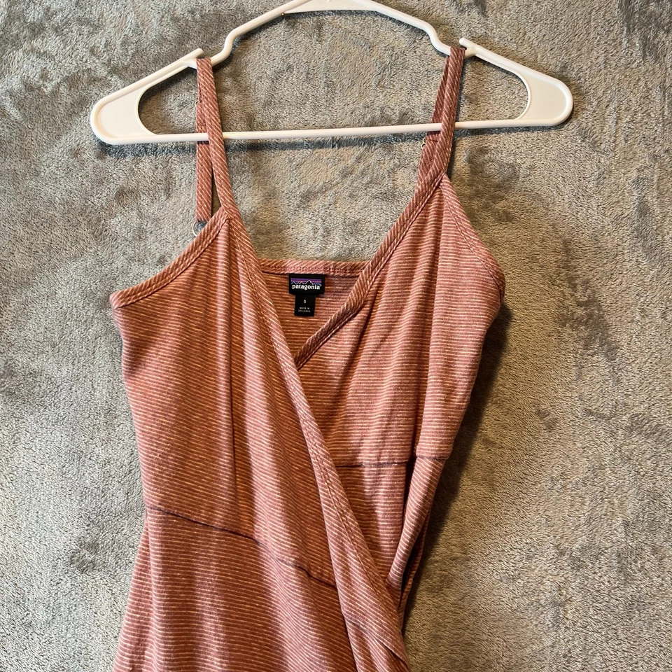 Платье женское с запахом Patagonia конопля органический хлопок размер маленький в полоску розовое - Изображение 2 из 4