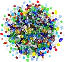 Rainbow Glass Stones, 1Lb/460g Irregular Sea Pebbles Non-Toxic Colorful 