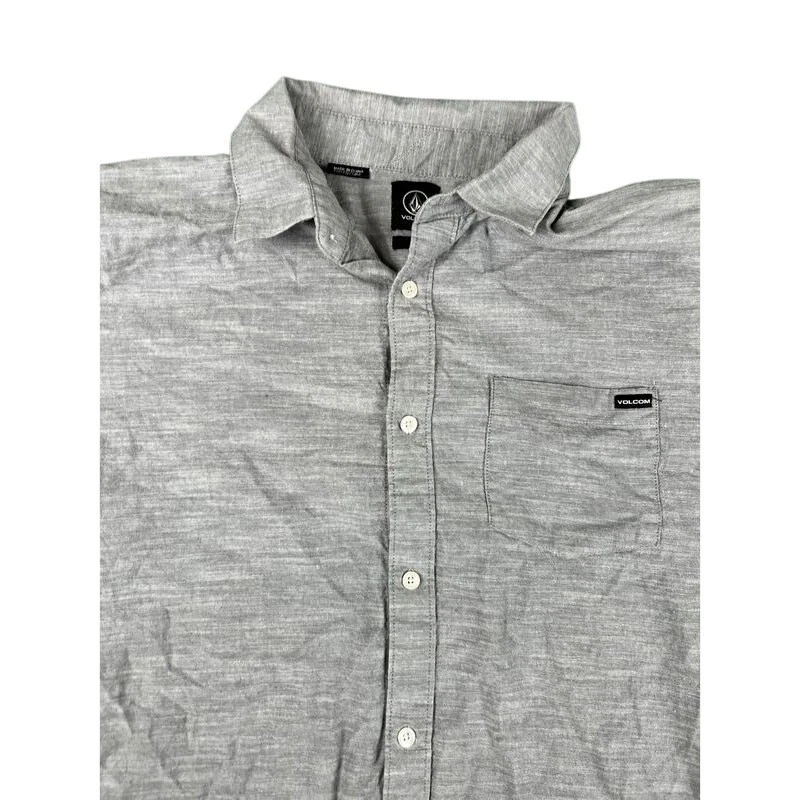 Volcom Men’s L Gray Short Sleeve Button Up Shirt Modern Fit Casual Excellent - Image 4 of 4