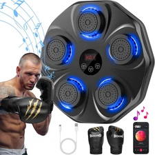 Music Boxing Machine, Interactive Punching Trainer with Boxing Gloves, Large Siz