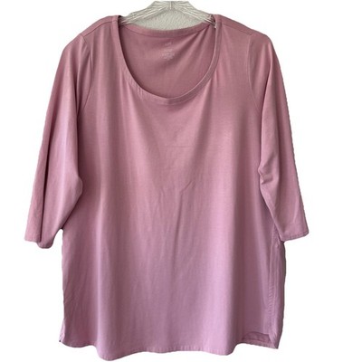 J Jill Women s Luxe Supima A-line Tunic Top XL Pink Tulip 3/4 Sleeves Casual NWT