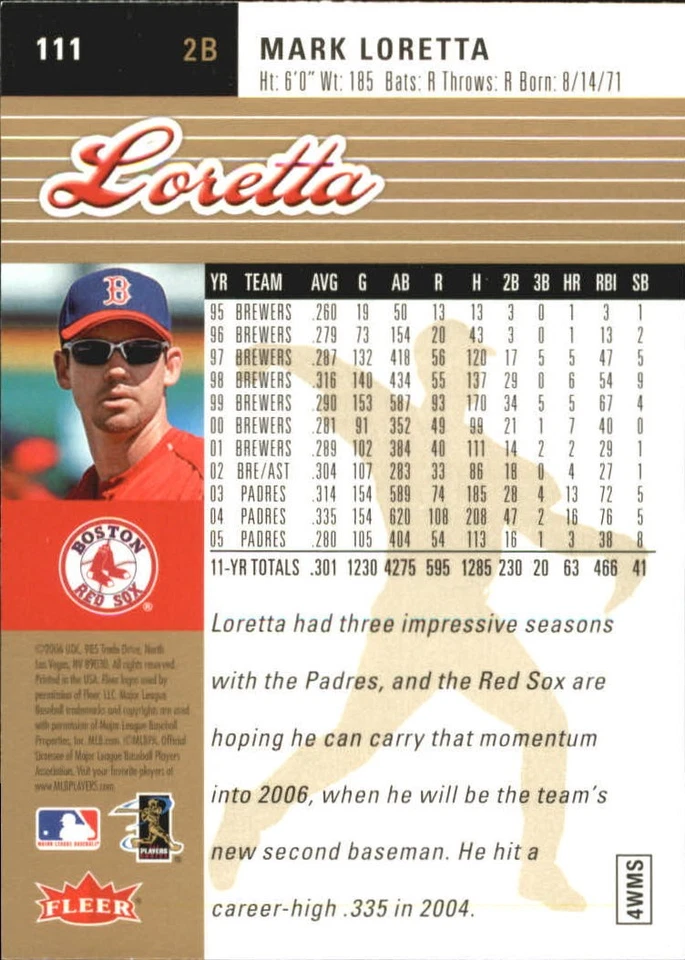 2006 Ultra Gold Medallion #111 Mark Loretta - BB - Image 2 of 2
