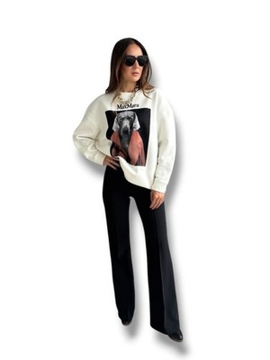 Max Mara Intrend Damen- Sweatshirt '' Bacco'' aus Baumwollmix Weiß  Gr S NP: 315