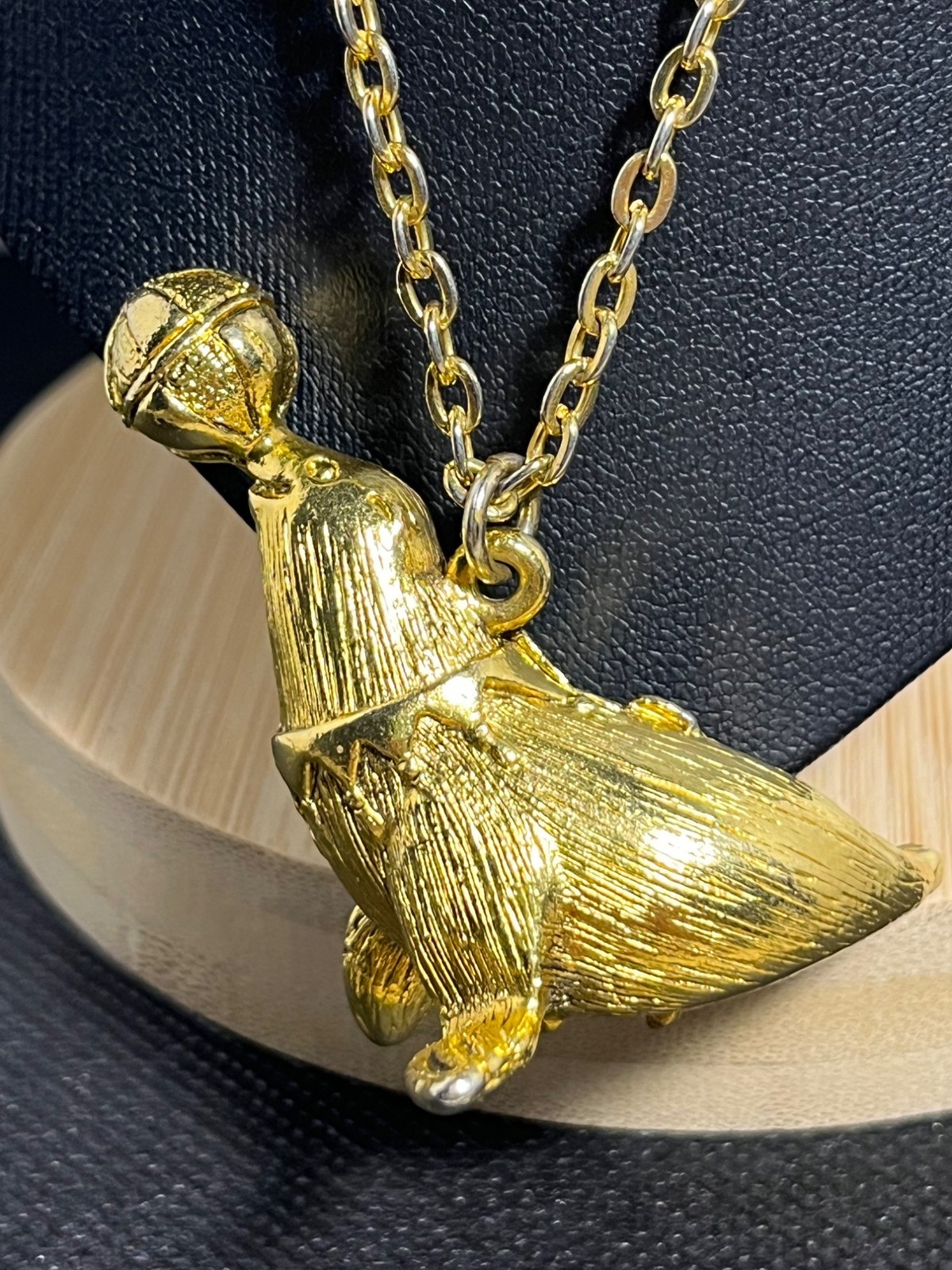 Vintage Max Factor Seal Solid Perfume Necklace Go… - image 2