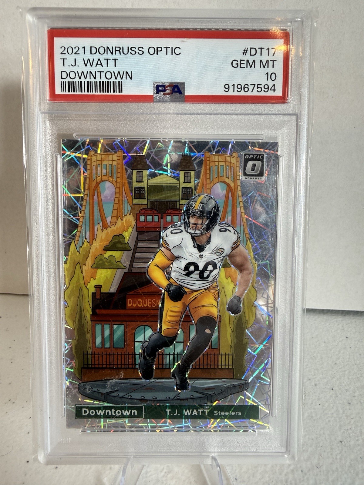 2021 Panini Donruss Optic - Downtown T.J. Watt #DT-17 / PSA 10