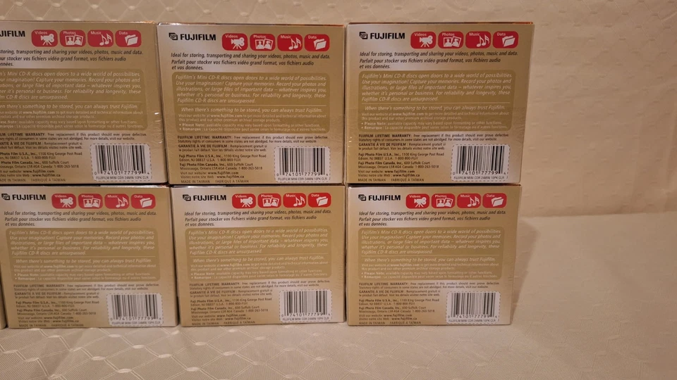 NUEVO Fujifilm Mini CD-R 24 minutos 210 MB 24x velocidad de escritura lote de 8 paquetes de 10 discos Foto 4 de 4