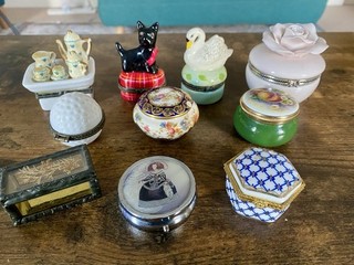 Job Lot of 10 Collectable Vintage Lidded Trinket Pots Ceramic Porcelain