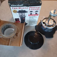Brinkmann Two Mantle Propane Lantern Push-Button Igniter Light Outdoor Camping