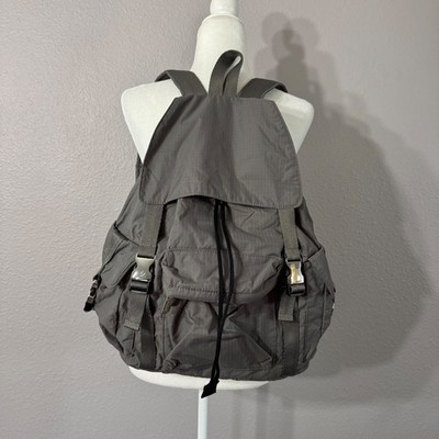 LeSportsac Voyager Large Gray Ripstop Nylon Drawstring Buckle Flap Backpack