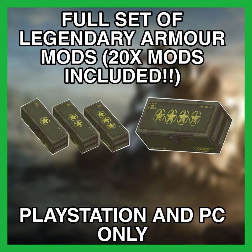 FALLOUT 76 ☢️FULL SET OF LEGENDARY ARMOUR MODS X20 TOTAL! ☢️ PS4/5 and PC only.