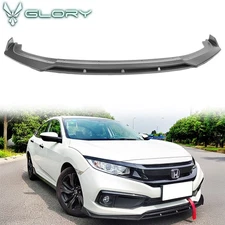 Fits 19-21 Honda Civic IKON V3 Front Bumper Lip Lower Splitter Matte Black 2PCS