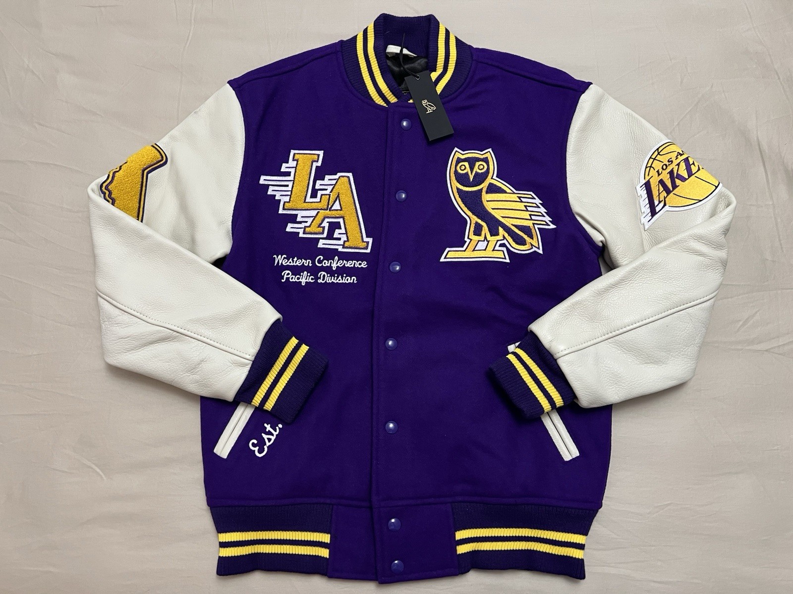 OVO x NBA Los Angeles Lakers Varsity Jacket FW23 - Small - Brand New with Tags