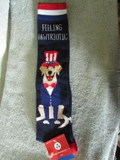 1 Pr Unisex "Feeling Pawtriotic" Patriotic Dog Knee-High Socks- Size 4-10 S 4 