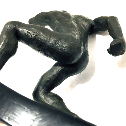 NACKTE MÄNNLICHE BRONZE SIGNIERT ""GERECHTIGKEIT"" 1972 SKULPTUR KUNST FIT MUSKEL ROTIEREND VINTAGE - Bild 14 von 19