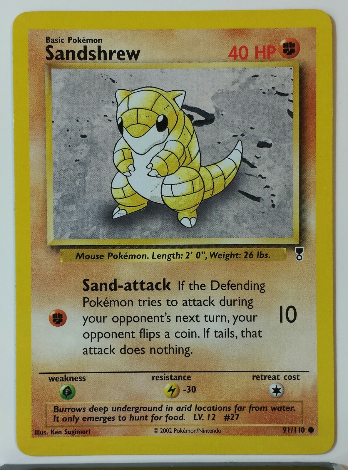 Sandshrew 91/110 - NM - Legendary Collection Pokemon Card - $2 Combined Shipping