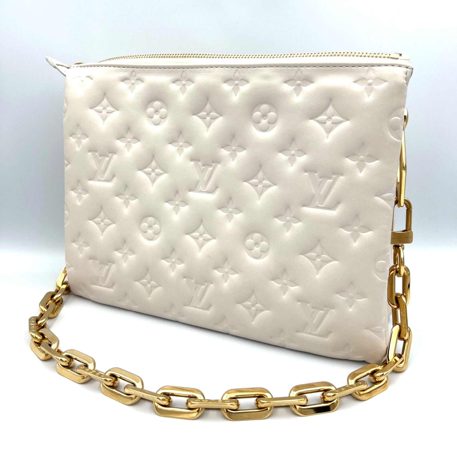 Louis Vuitton M57793 Coussin PM Bag Creme Lamb Leather Italy With Shoulder Strap
