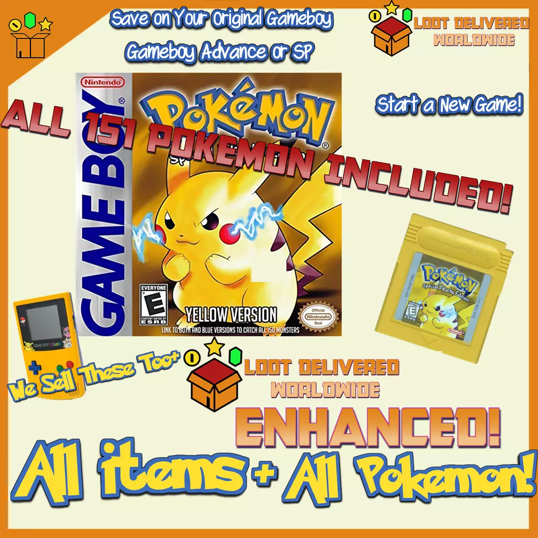 Pokemon Yellow Pikachu Enhanced | ALL 151 Original Pokemon with all items