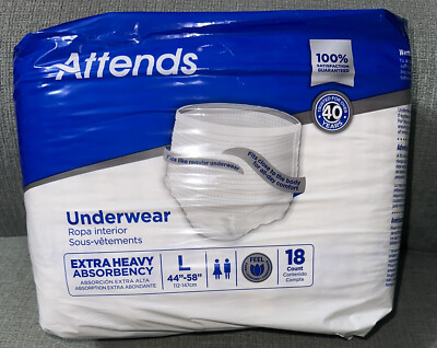 Attends Unisex Regular Absorbency Underwear Large 44'' - 58'' - Bag of 18
