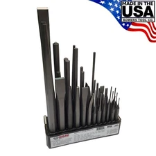 Wilde 36pc Punch & Chisel Set K36.NP with Stand Natural Steel Finish MADE IN USA