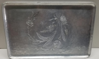 E.M.P.C. forged aluminum tray 14''x9'' with Floral Design And Decorative edge