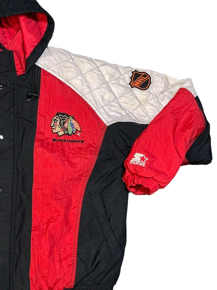 Vintage 90’s Chicago Blackhawks Starter NHL Hockey Sports Coat Jacket Medium - Image 3 of 4