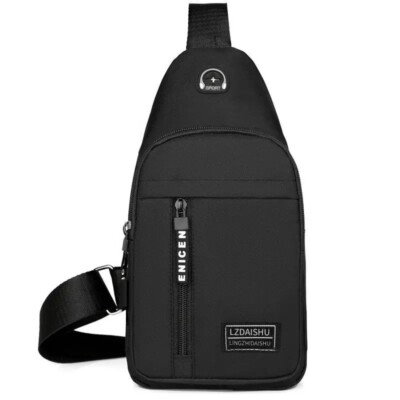 Herren Tasche schwarz - Schultergurt Brust - leichtes Nylon - Sport & Urban
