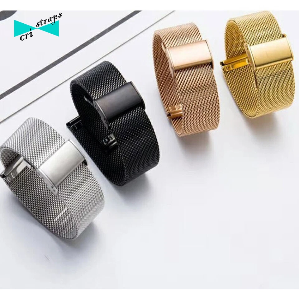 Cinturino orologio acciaio maglia milanese argento oro rosa nero sgancio rapido - Immagine 2 di 4