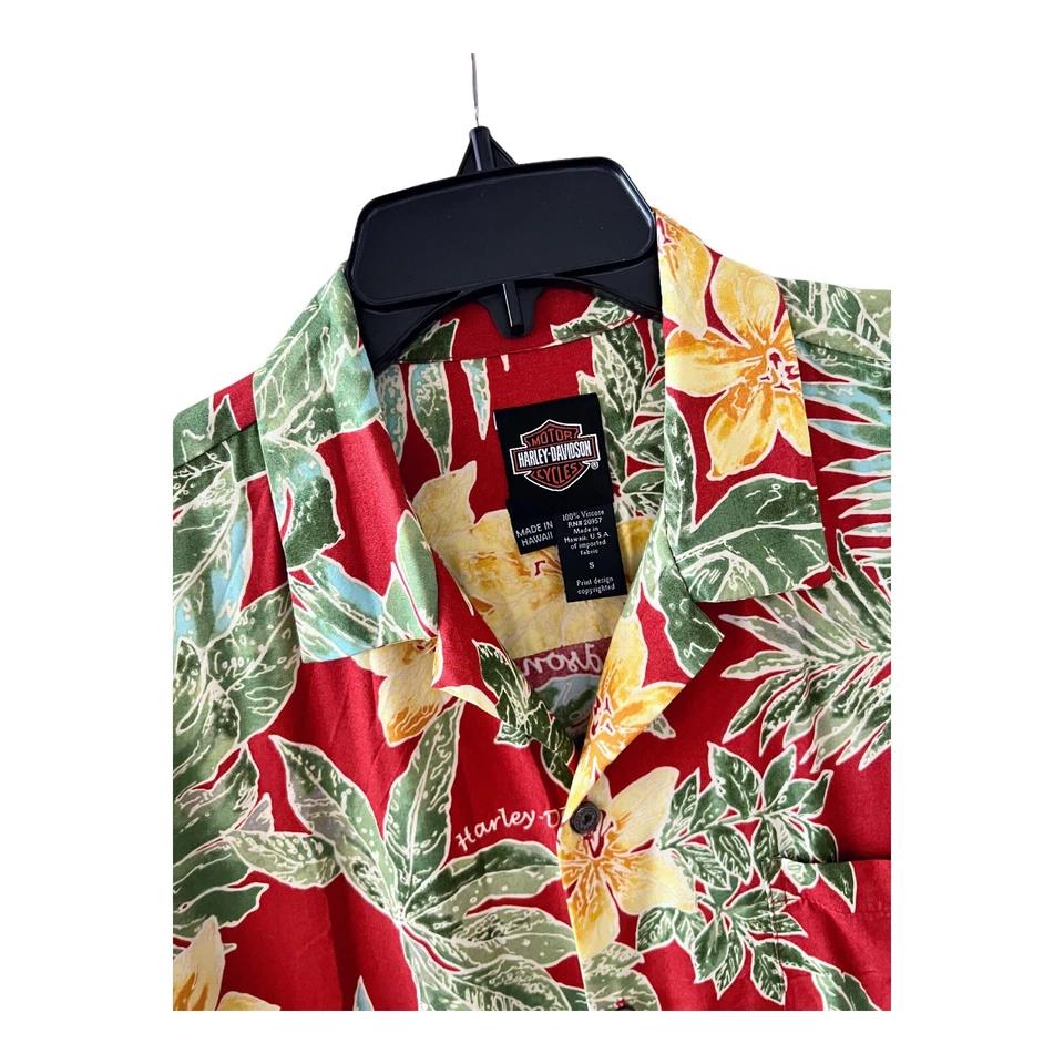 Camisa Harley-Davidson Para Hombres S Hawaiana Manga Corta Tropical Floral Botón Delantero Foto 2 de 4