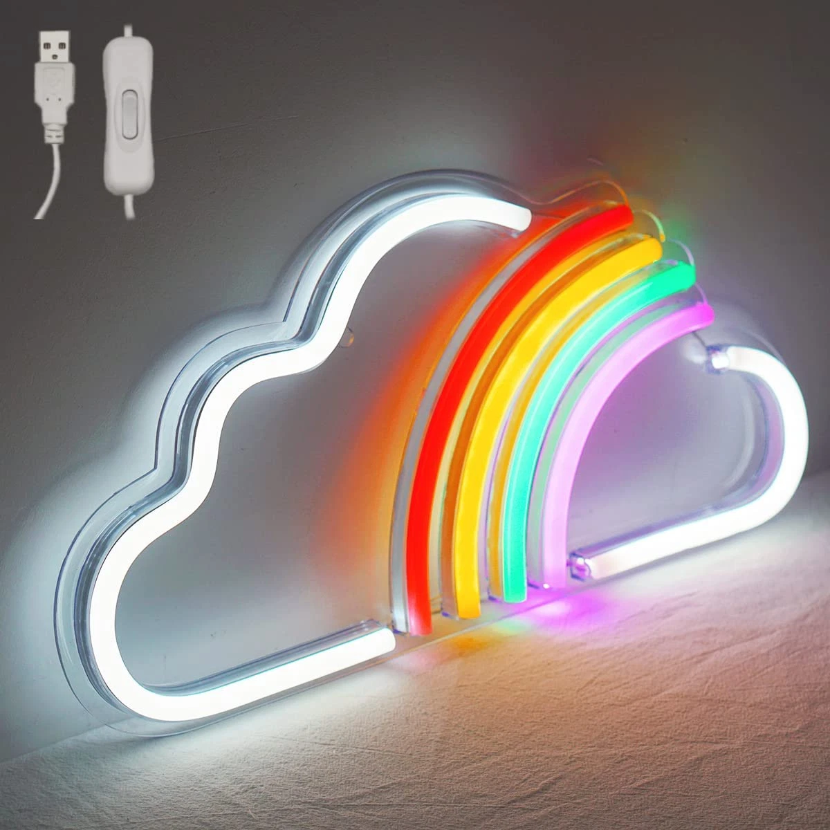 Rainbow cloud neon light outlet