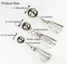 Ice Cream Scoop Stainless Steel Mash Potato Spoon Kitchen Tool Server Food3 Size