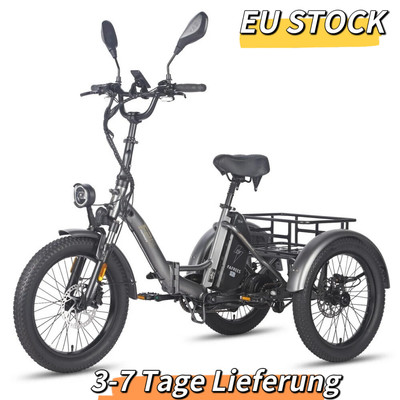 Faltbares Elektro Dreirad 20 Zoll Cargo Trike 3-Rad Fahrrad 500W 21Ah 30km/h