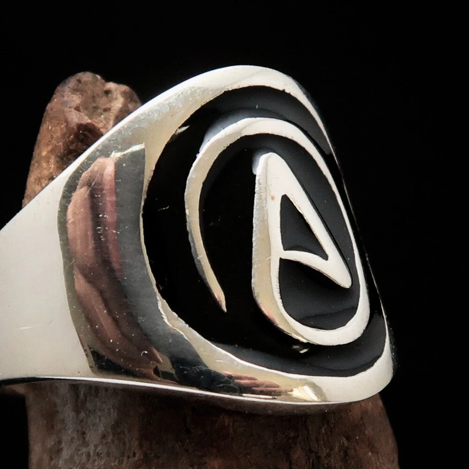 NON BELIEVER STERLING SILVER MENS ATHEIST BIKER RING BLACK SIZE 10.5 - Image 3 of 4