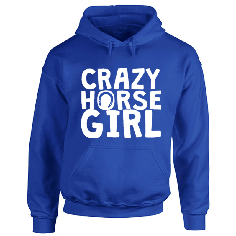 Ladies Crazy Horse Girl Hoodie Pony Rider Lover Cute Equestrian Hooded Top