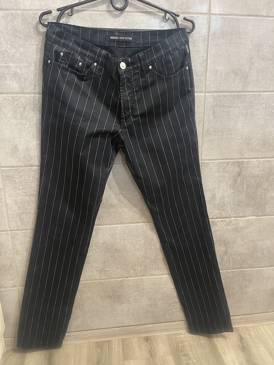 【希少】VERSACE JEANS COUTURE メデューサ VERSACE JEANS COUTURE VINTAGE STRIPED PANTS MEDUSA LOGO SIZE