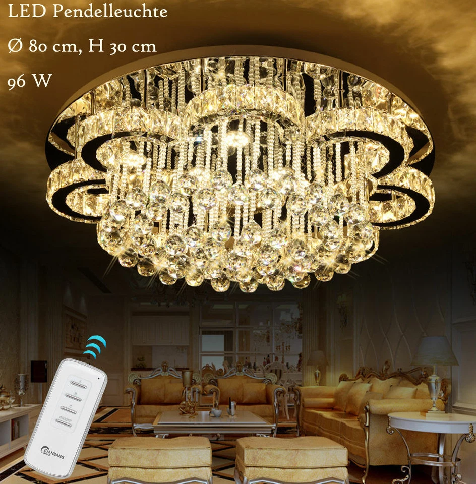 LED Pendelleuchte Kristall 6019+80cm 96W Fernbedienung Lichtfarbe einstellbar A - Bild 2 von 4